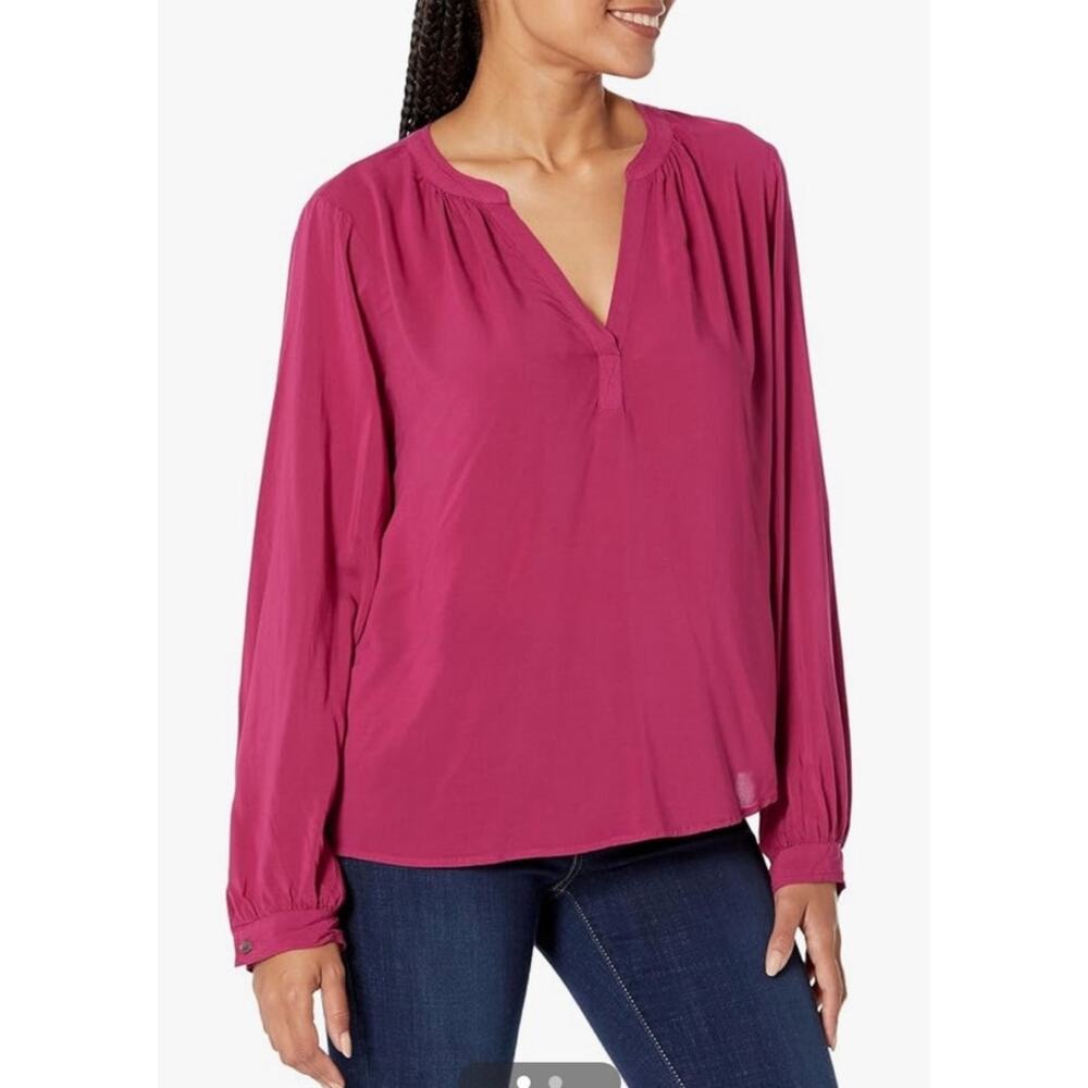 Velvet By Graham & Spencer Pink Lightweight Rayon‎ Long Sleeve Blouse Size S
